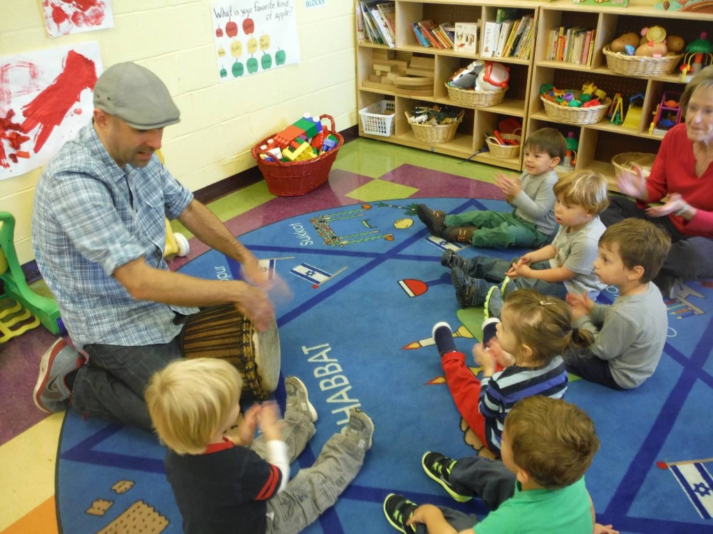 Adam & Jackson drumming in class